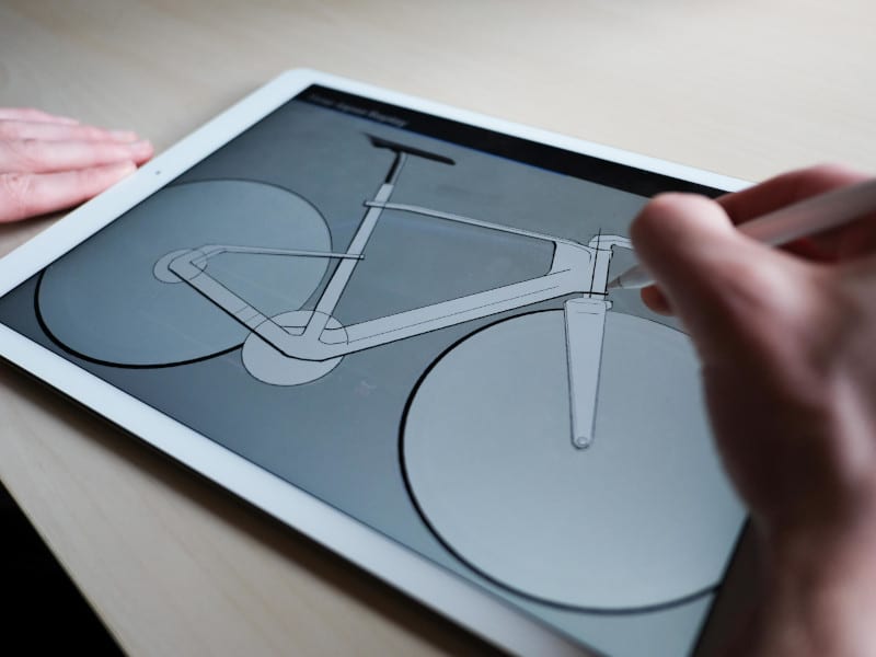 Sketching the bike design in Procreate on iPad