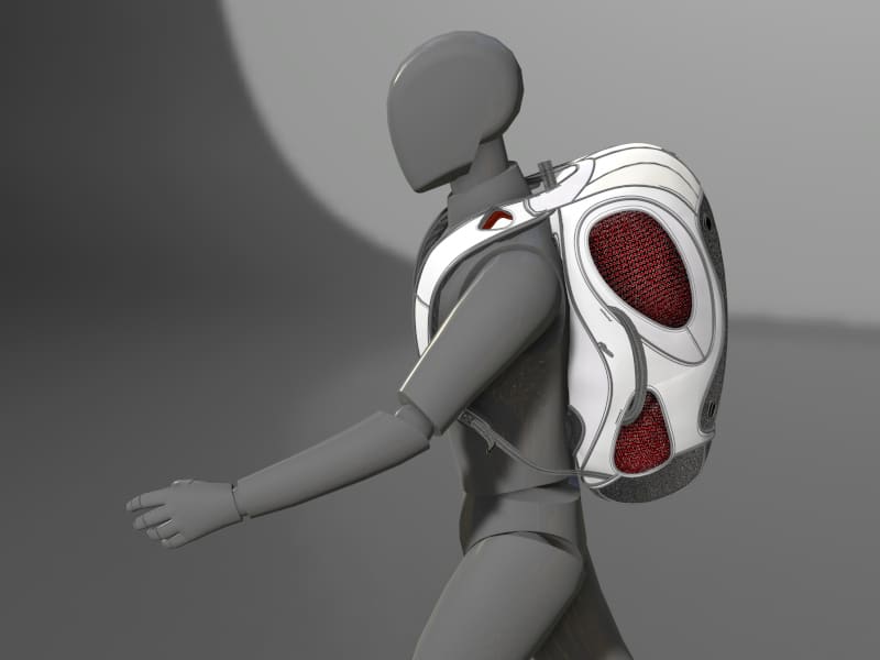 3D design of man wearing a backpack in Gravity Sketch with Noah Sussman, Owner at ARK Design