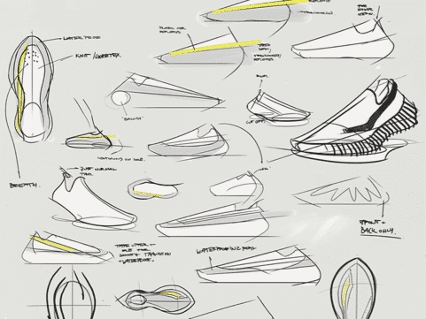 Footwear design - Initial ideation using pen and paper by Elisa Payer, Freelance footwear designer