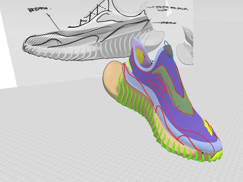 Final 3D footwear design as seen in Gravity Sketch by Elisa Payer