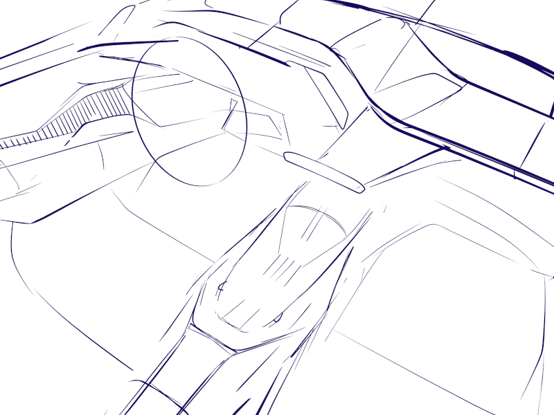 Rough line sketching done in Gravity Sketch by Automotive designers at Hūstle, a Design Consulting Agency