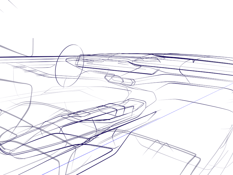 Precise linework over draft done in Gravity Sketch by Automotive Designers at Hūstle